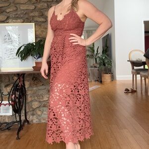Mauve Sleeveless Spaghetti Strap Midi Sundress for Wedding Guest
